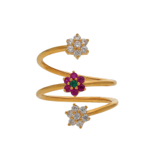 Womens Floral Ring with Stone